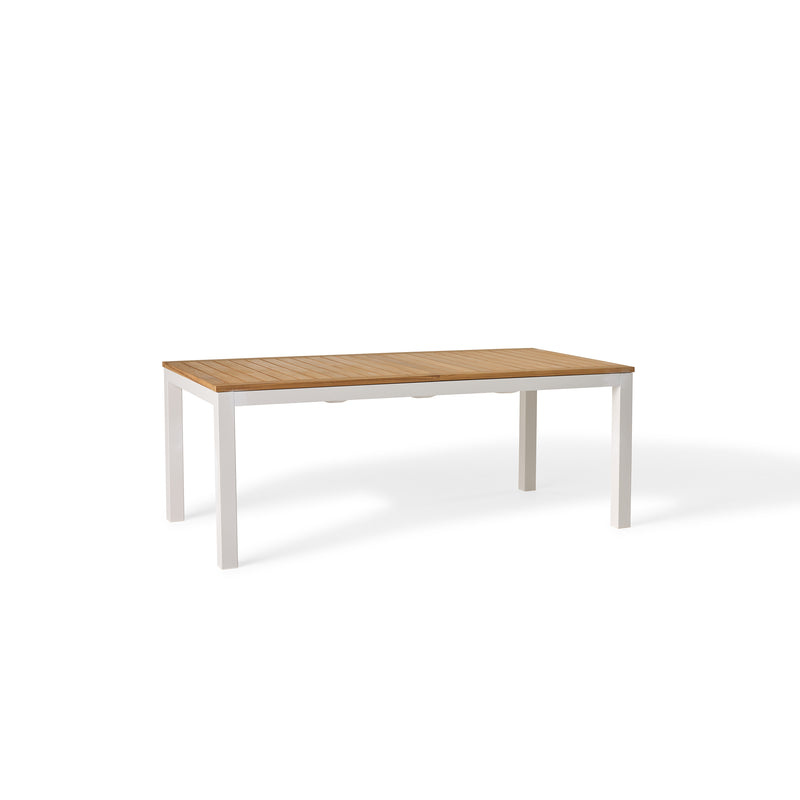 Belvedere 78"-120" Extension Dining Table in Teak and White Aluminum