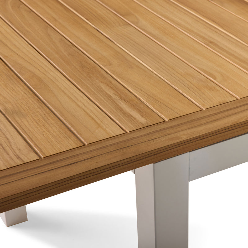 Belvedere 78"-120" Extension Dining Table in Teak and White Aluminum