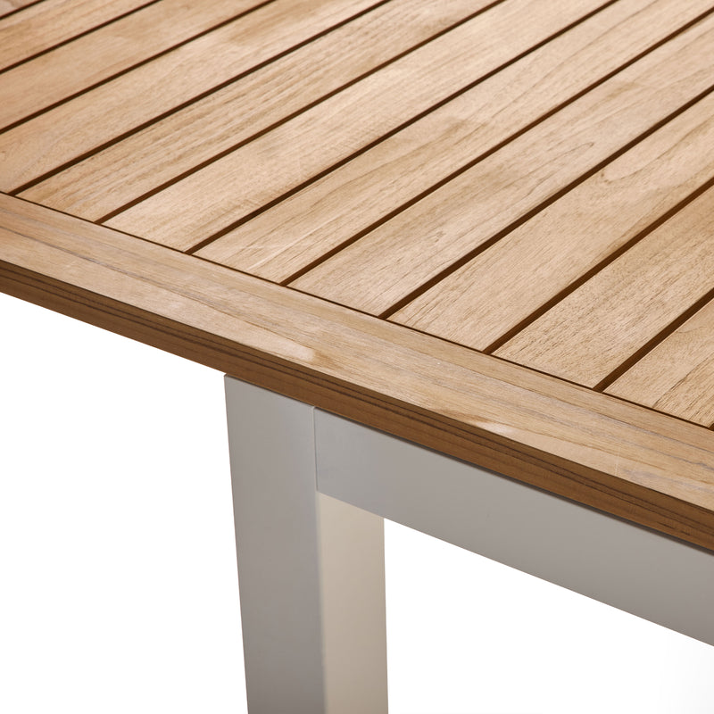 Belvedere 78"-120" Extension Dining Table in Teak and White Aluminum