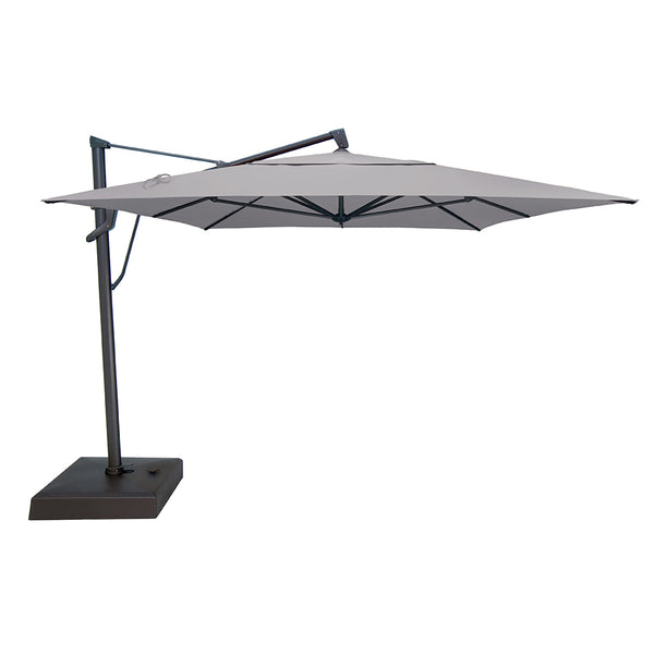 AKZ PLUS 10x13' Cantilever Umbrella - Black Frame & Cast Silver Canopy