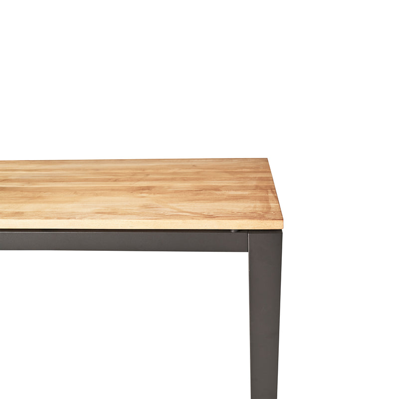 Merced Dining Table in Charcoal Aluminum With Teak Top