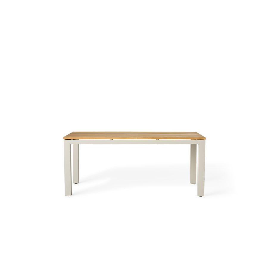 Merced Dining Table in Dune Aluminum With Teak Top