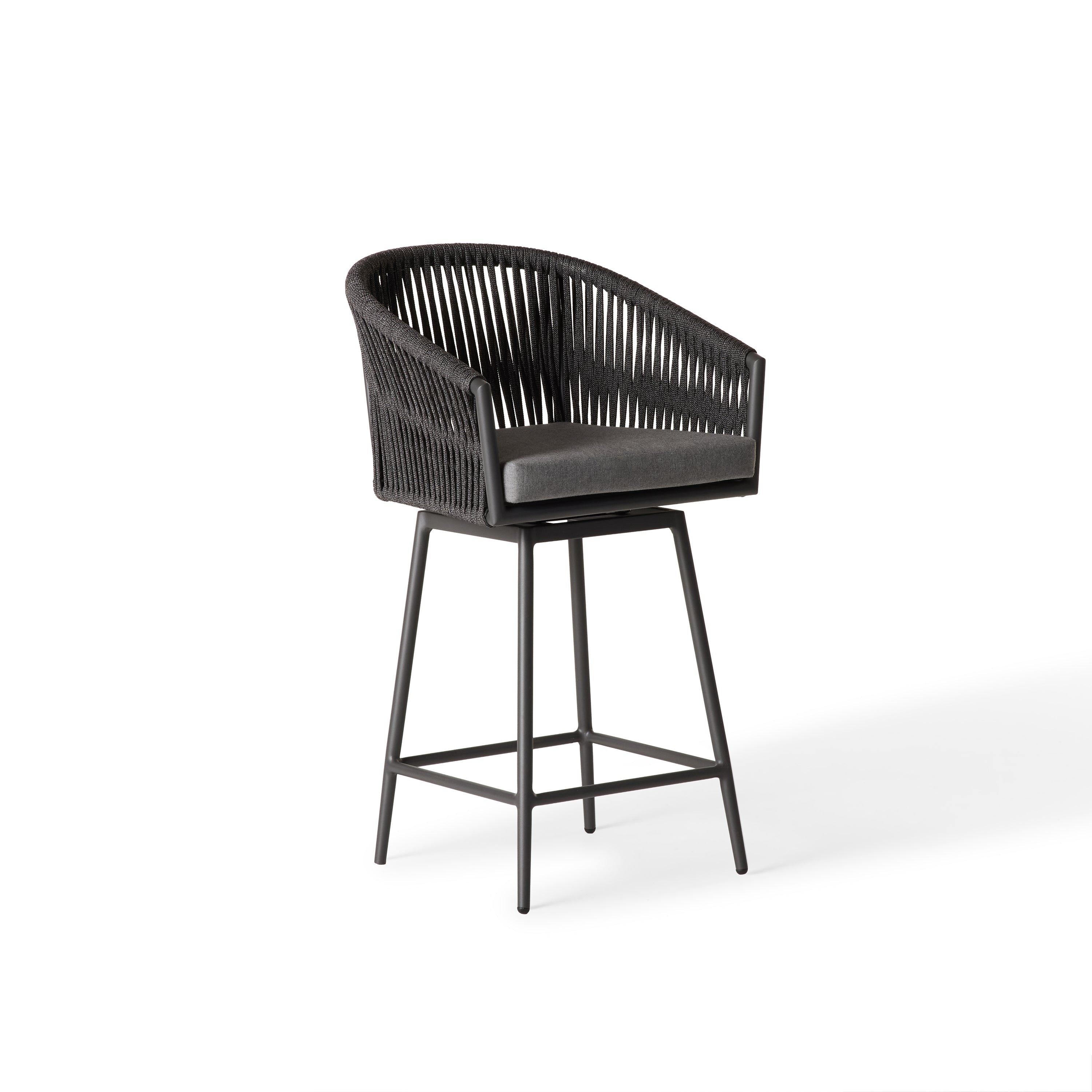 Olema Swivel Counter Chair in Charcoal Aluminum