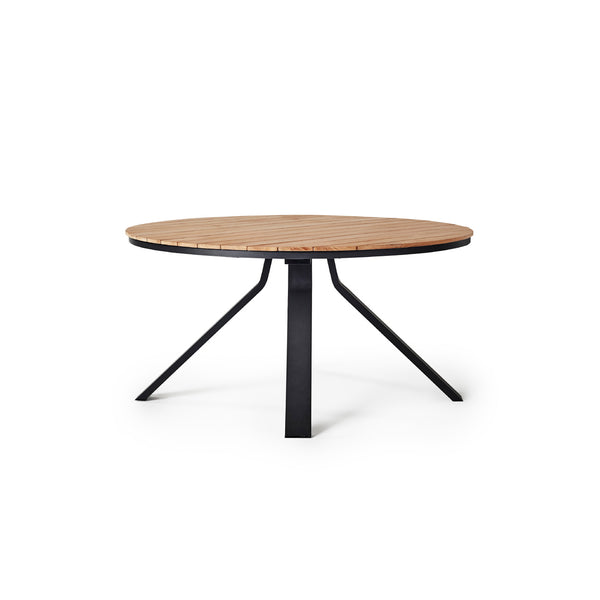 Portola Dining Table in Charcoal with Teak
