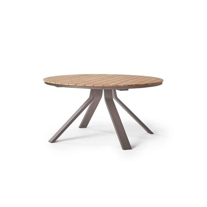 Portola Dining Table in Quartz Grey with Teak