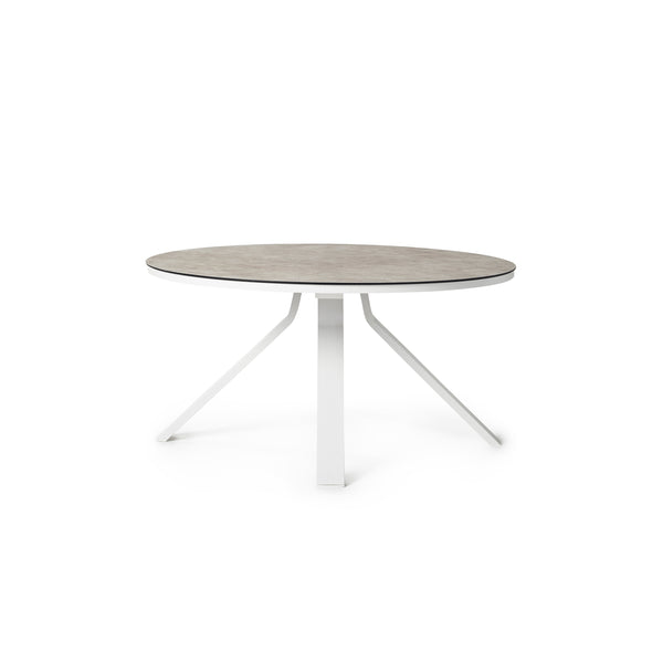 Portola Dining Table in White with Ceramic Style Glass