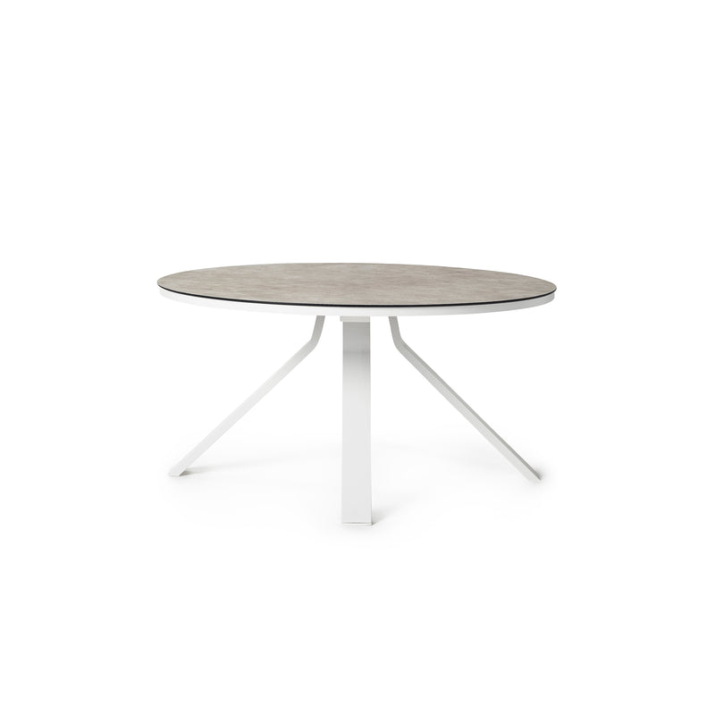 Portola Dining Table in White with Ceramic Style Glass