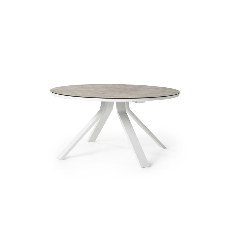 Portola Dining Table in White with Ceramic Style Glass