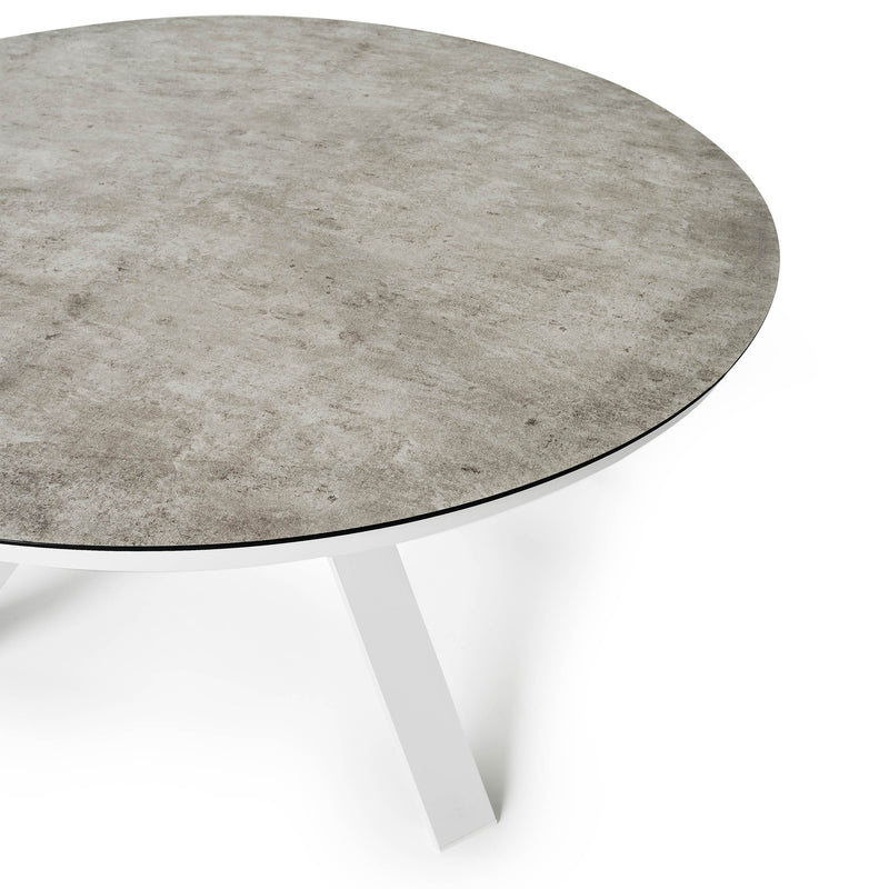 Portola Dining Table in White with Ceramic Style Glass