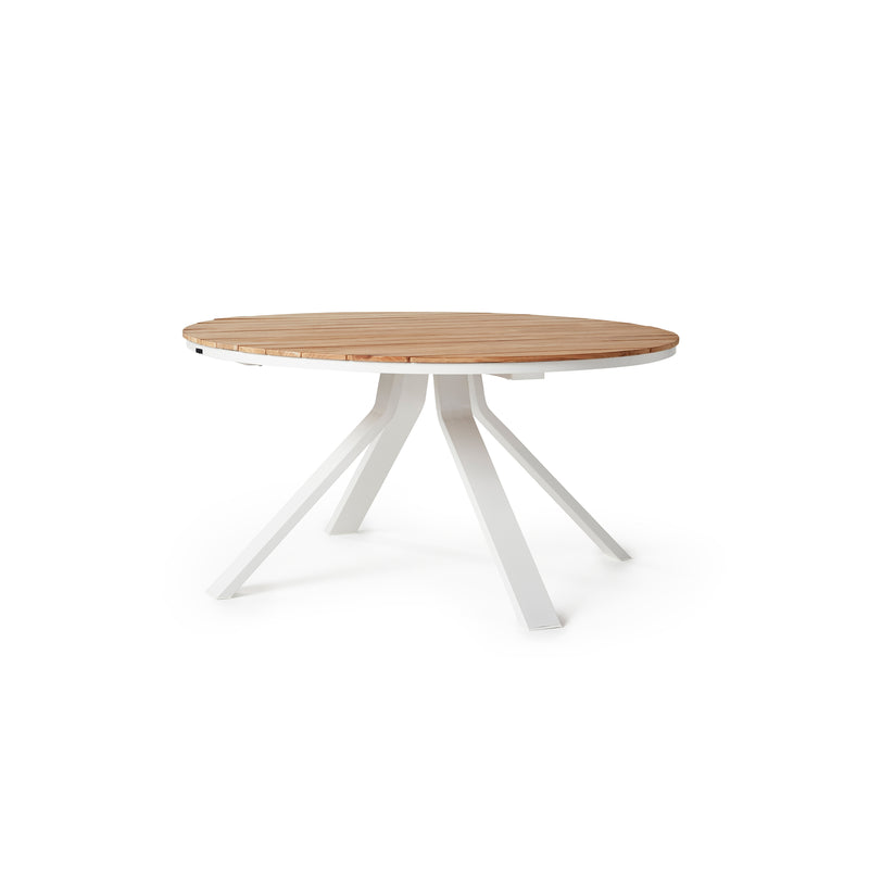 Portola Dining Table in White with Teak