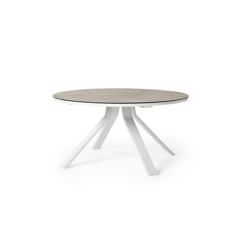 Portola Dining Table in White with Ceramic Style Glass