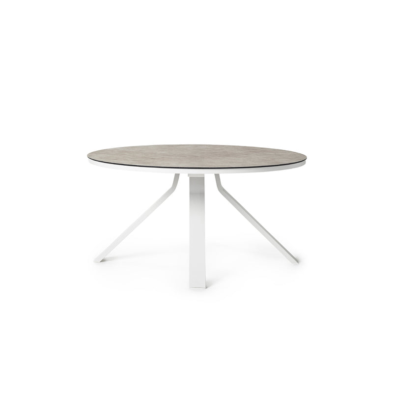 Portola Dining Table in White with Ceramic Style Glass