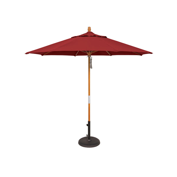 9' Hardwood Frame Market Umbrella - Quad Pulley Lift