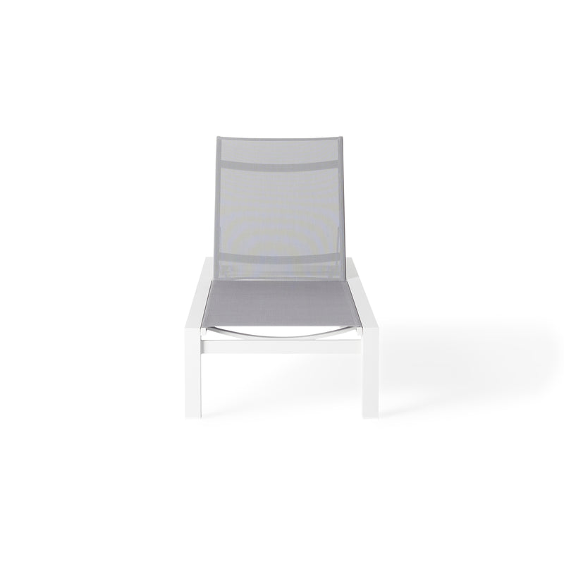 Santa Monica Chaise Lounge in White Aluminum & Silver Mesh