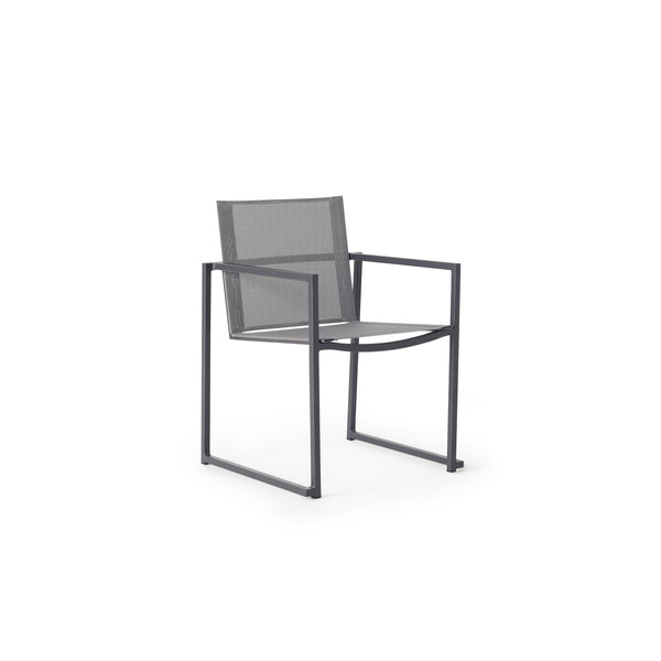 Santa Monica Dining Arm Chair in Charcoal Aluminum