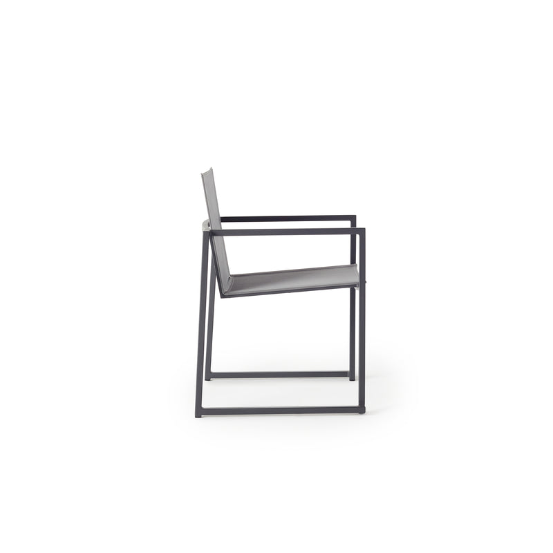 Santa Monica Dining Arm Chair in Charcoal Aluminum