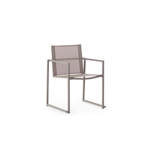 Santa Monica Dining Arm Chair in Quartz Grey Aluminum