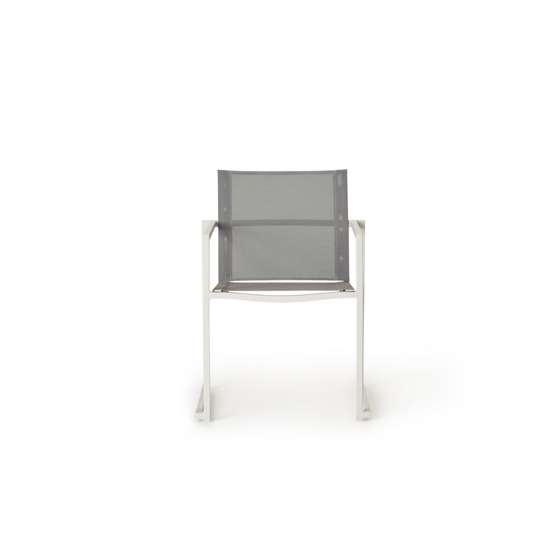 Santa Monica Dining Arm Chair in White Aluminum