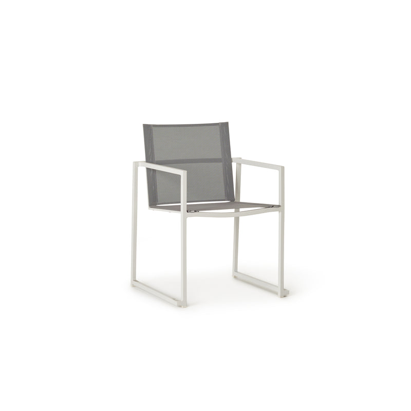 Santa Monica Dining Arm Chair in White Aluminum