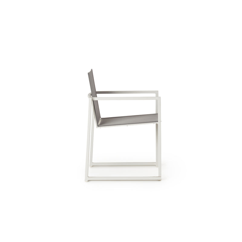 Santa Monica Dining Arm Chair in White Aluminum