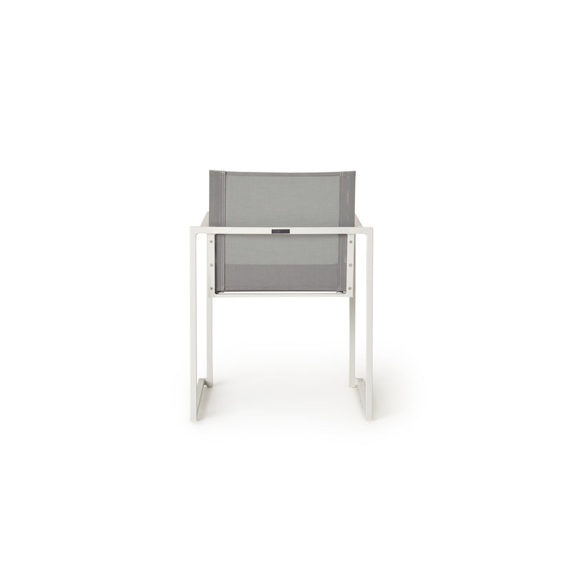 Santa Monica Dining Arm Chair in White Aluminum