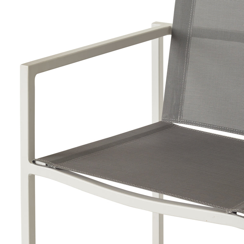 Santa Monica Dining Arm Chair in White Aluminum