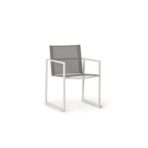Santa Monica Dining Arm Chair in White Aluminum