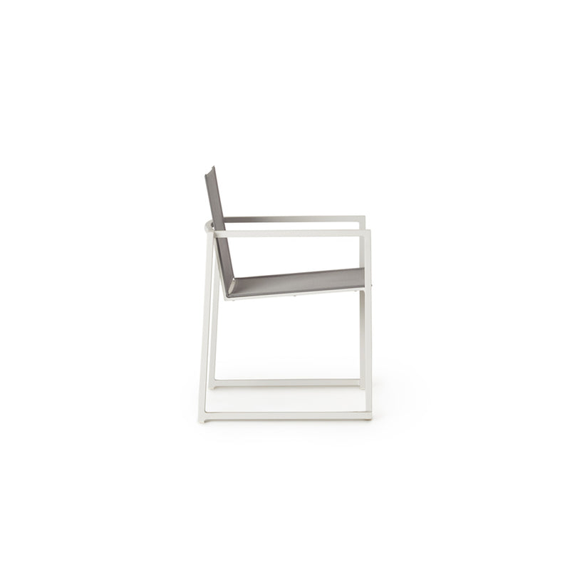 Santa Monica Dining Arm Chair in White Aluminum