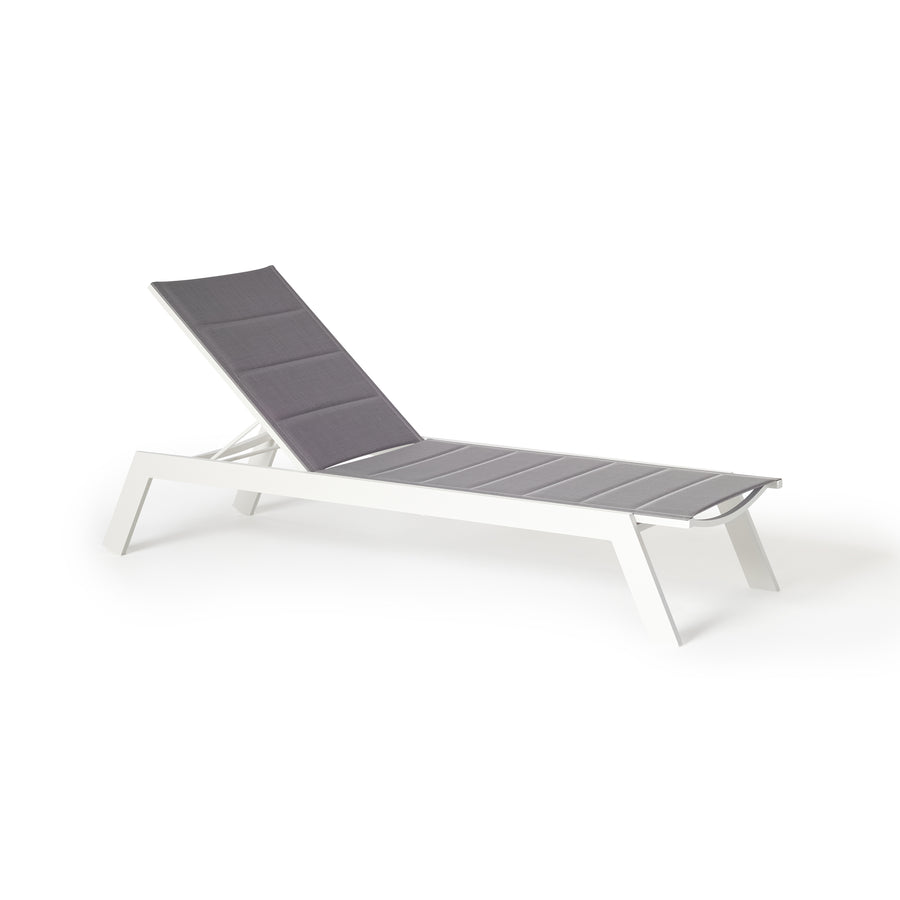 Tiburon Chaise with Padded Sling in White Aluminum