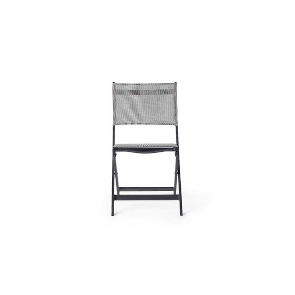 Bistro Folding Sling Chair in Charcoal Aluminum with Silver Grey Mesh