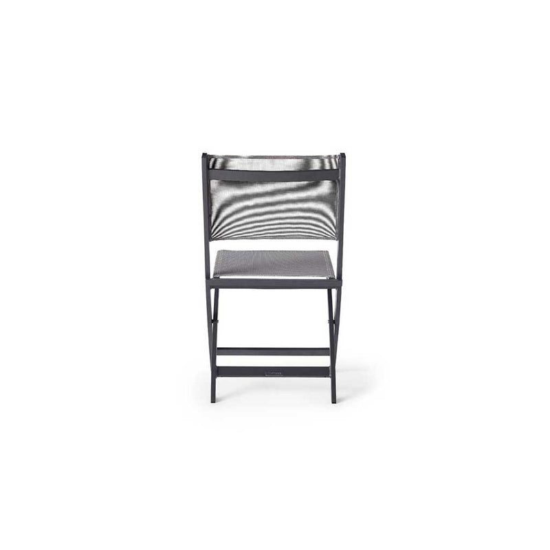 Bistro Folding Sling Chair in Charcoal Aluminum with Silver Grey Mesh