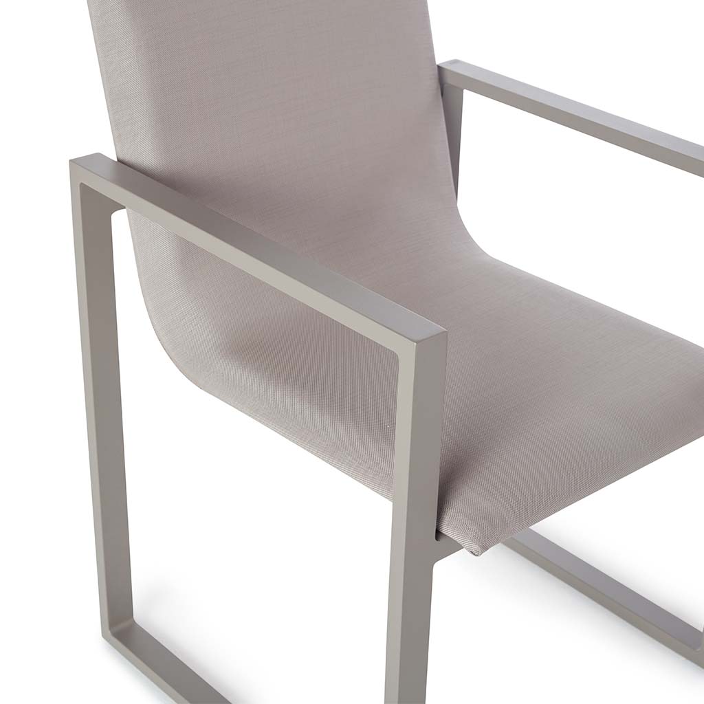 Belvedere Chaise in Quartz Grey Aluminum and Latte Mesh