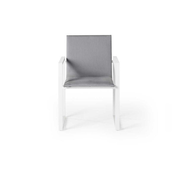 Inverness Padded Sling Dining Chair in White & Silver