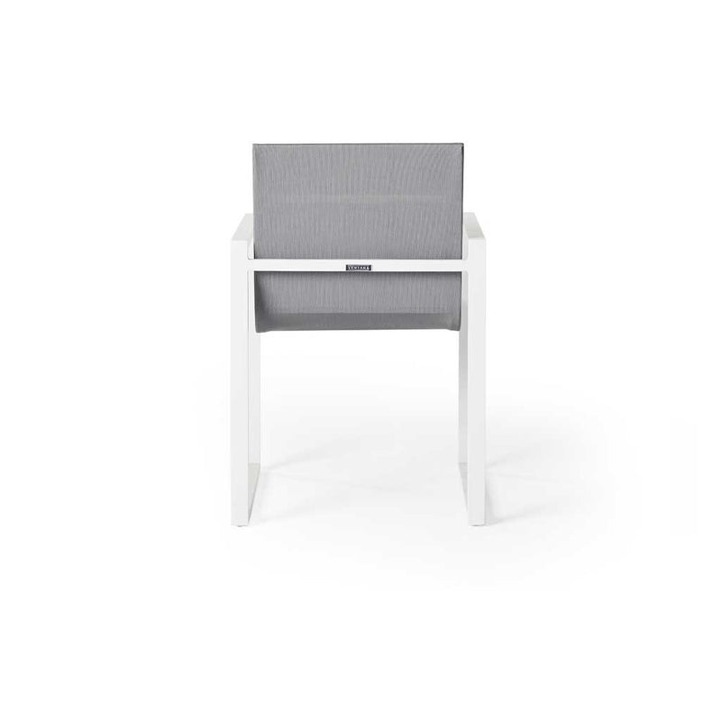 Inverness Padded Sling Dining Chair in White & Silver