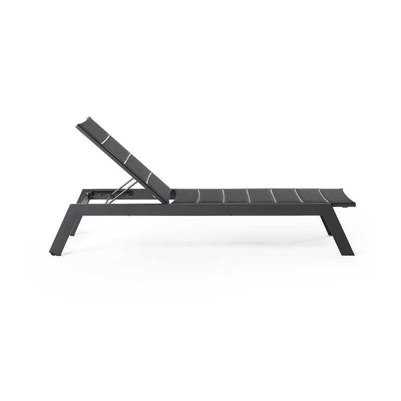 Tiburon Chaise with Padded Sling in Charcoal Aluminum