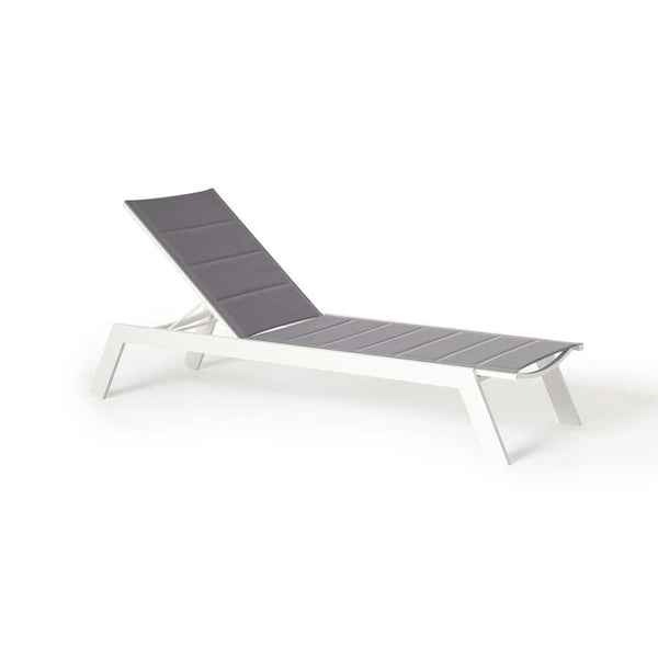Tiburon Chaise with Padded Sling in White Aluminum