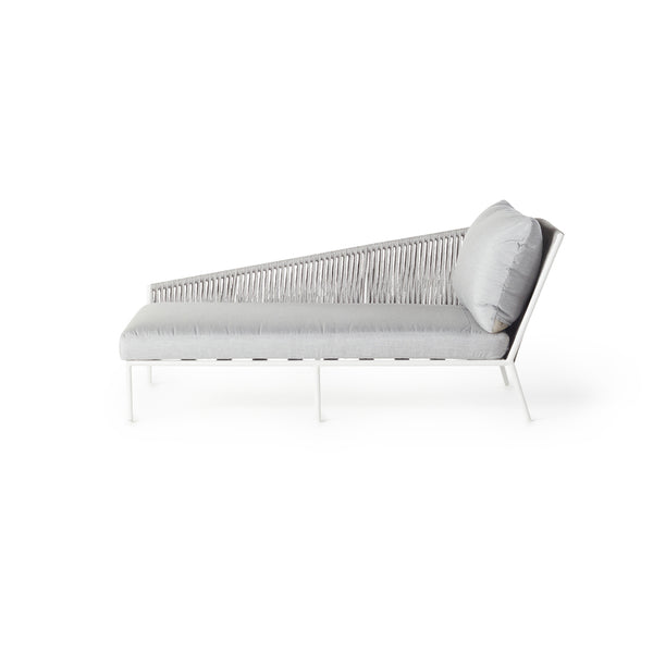 Olema Day Bed Right-Arm Chaise in White Aluminum