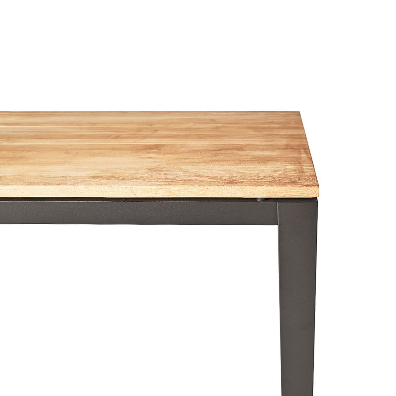 Merced Dining Table in Charcoal Aluminum With Teak Top