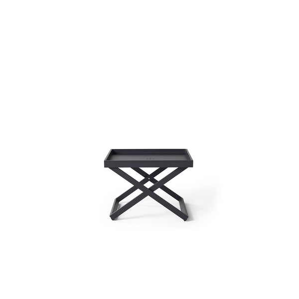 Bistro Folding Side Table with Lift-Off Tray in Charcoal Aluminum