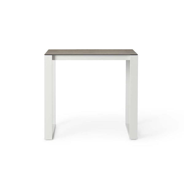 Ventura 48" Bar Table in White - Ceramic-Style Glass Top