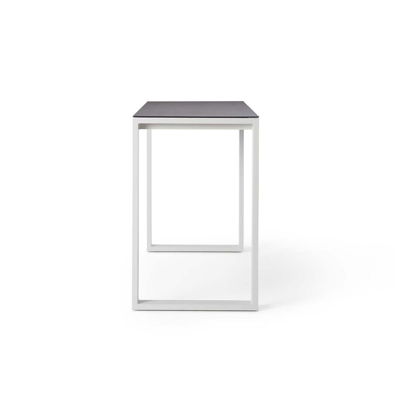 Ventura 66" Bar Table in White - Ceramic-Style Glass Top