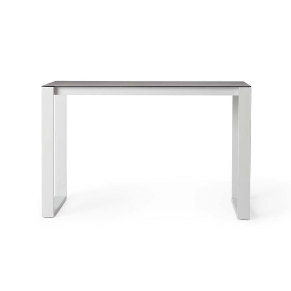 Ventura 66" Bar Table in White - Ceramic-Style Glass Top