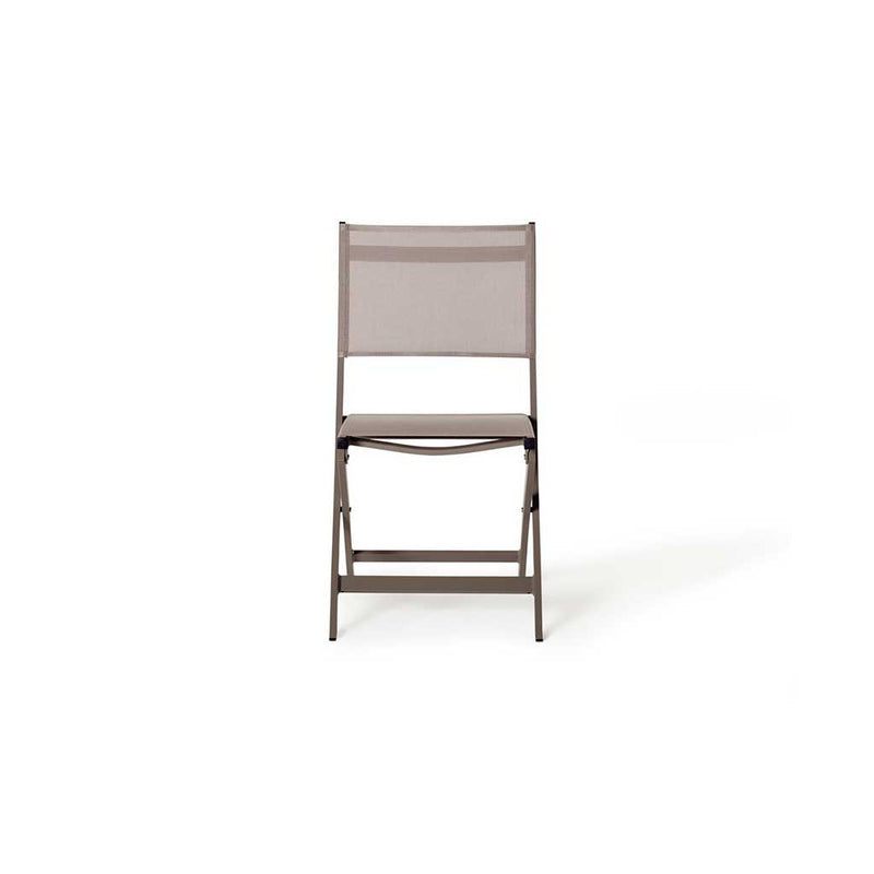 Bistro Sling Chair in Quartz Grey Aluminum & Latte Mesh