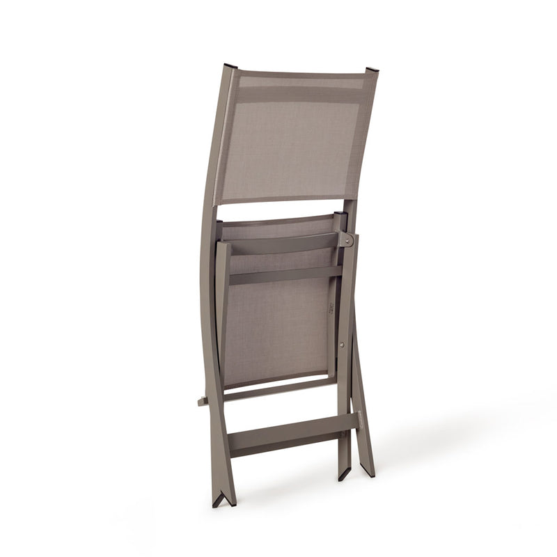 Bistro Sling Chair in Quartz Grey Aluminum & Latte Mesh